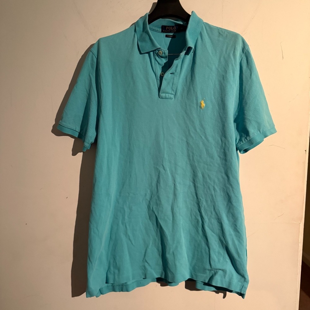 Polo Ralph Lauren Mens Blue Medium Yellow PONY Classic Fit Academia Preppy